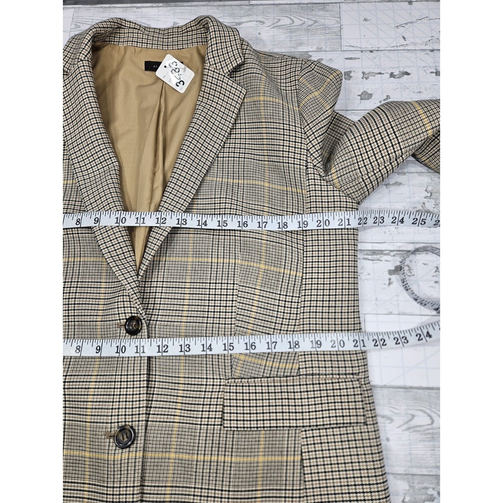 Ann Taylor Women 12 Glen Plaid Blazer Neutral Tones Beige Academia - Picture 5 of 11